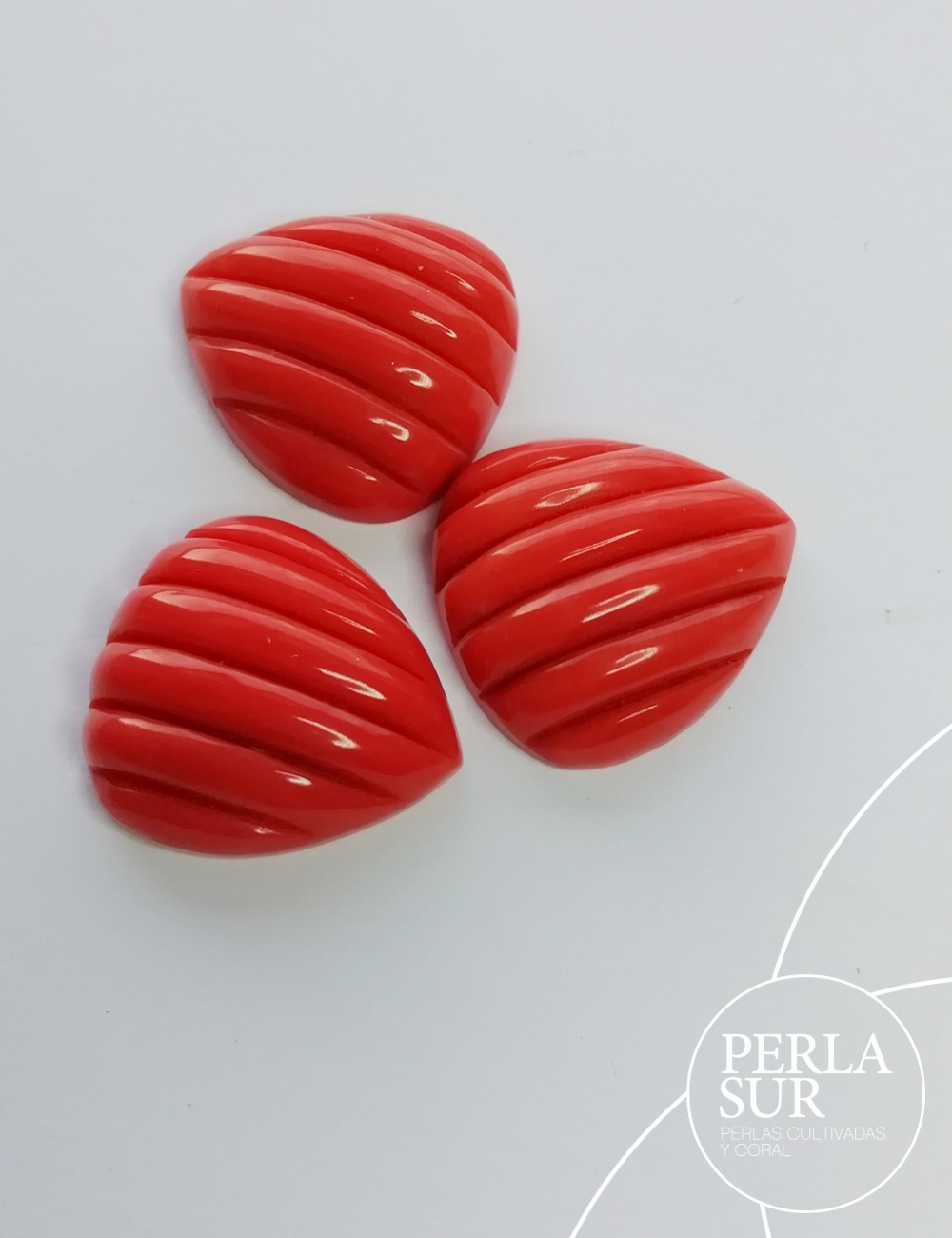 Cabuchón lágrima 16X18mm galloneado coral japonés