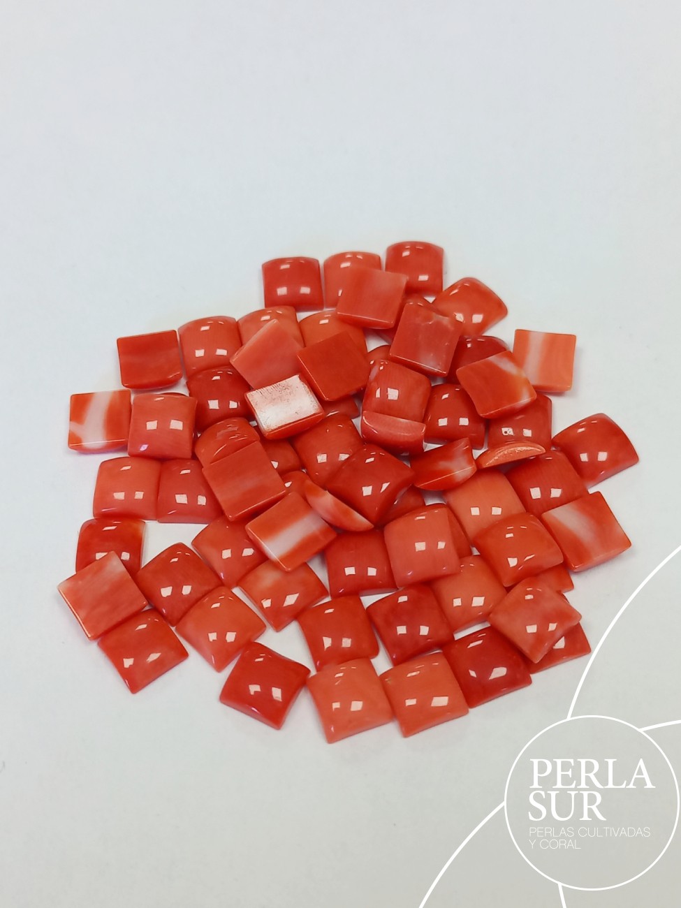 Cabujón 8mm cuadrado coral japonés