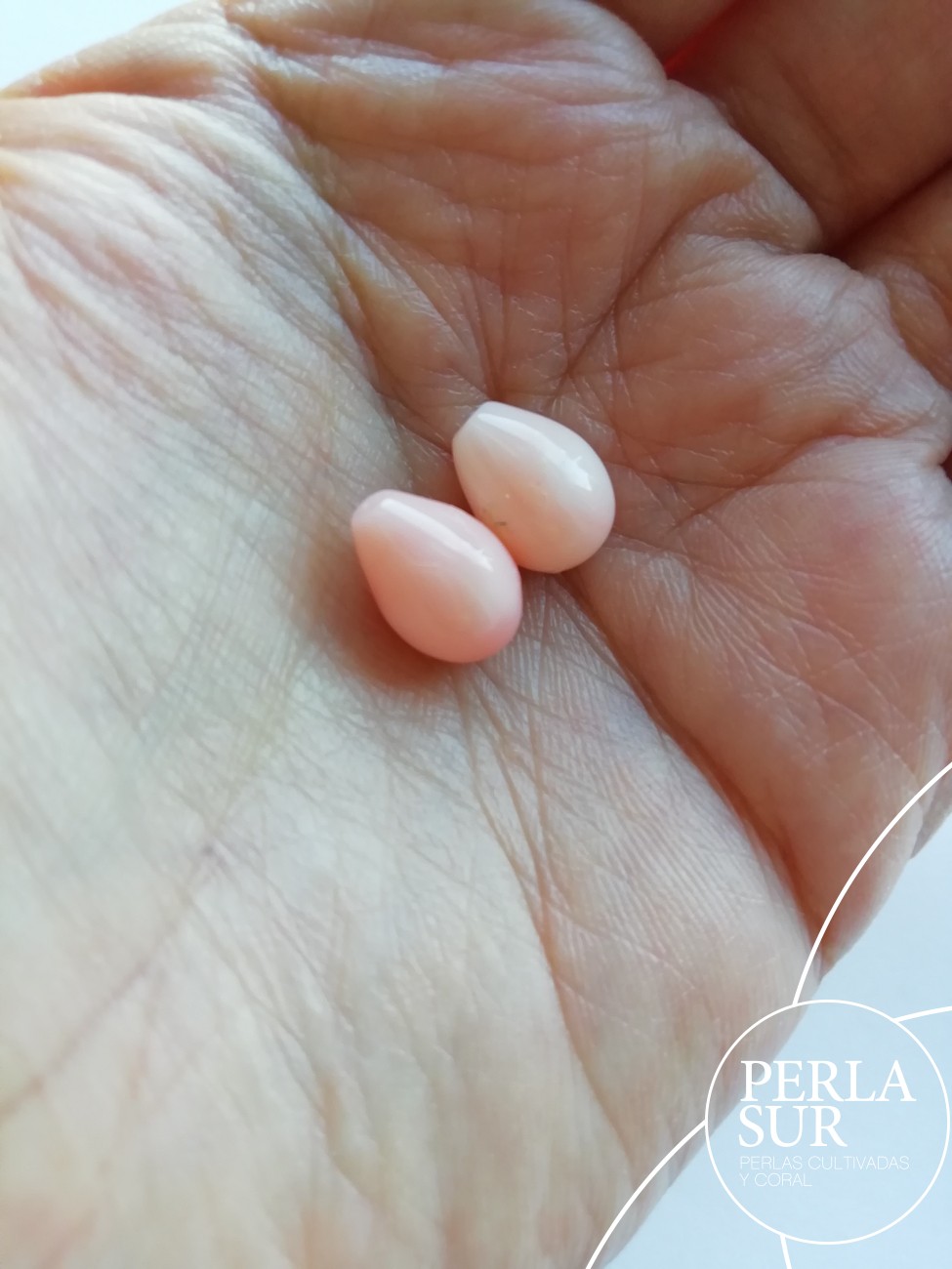 Par perillas 1/2t 8x11mm coral rosa