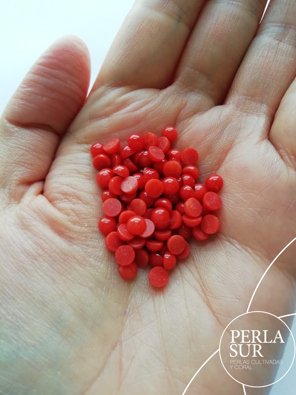 Cabujón redondo 4-4'5mm coral mediterráneo