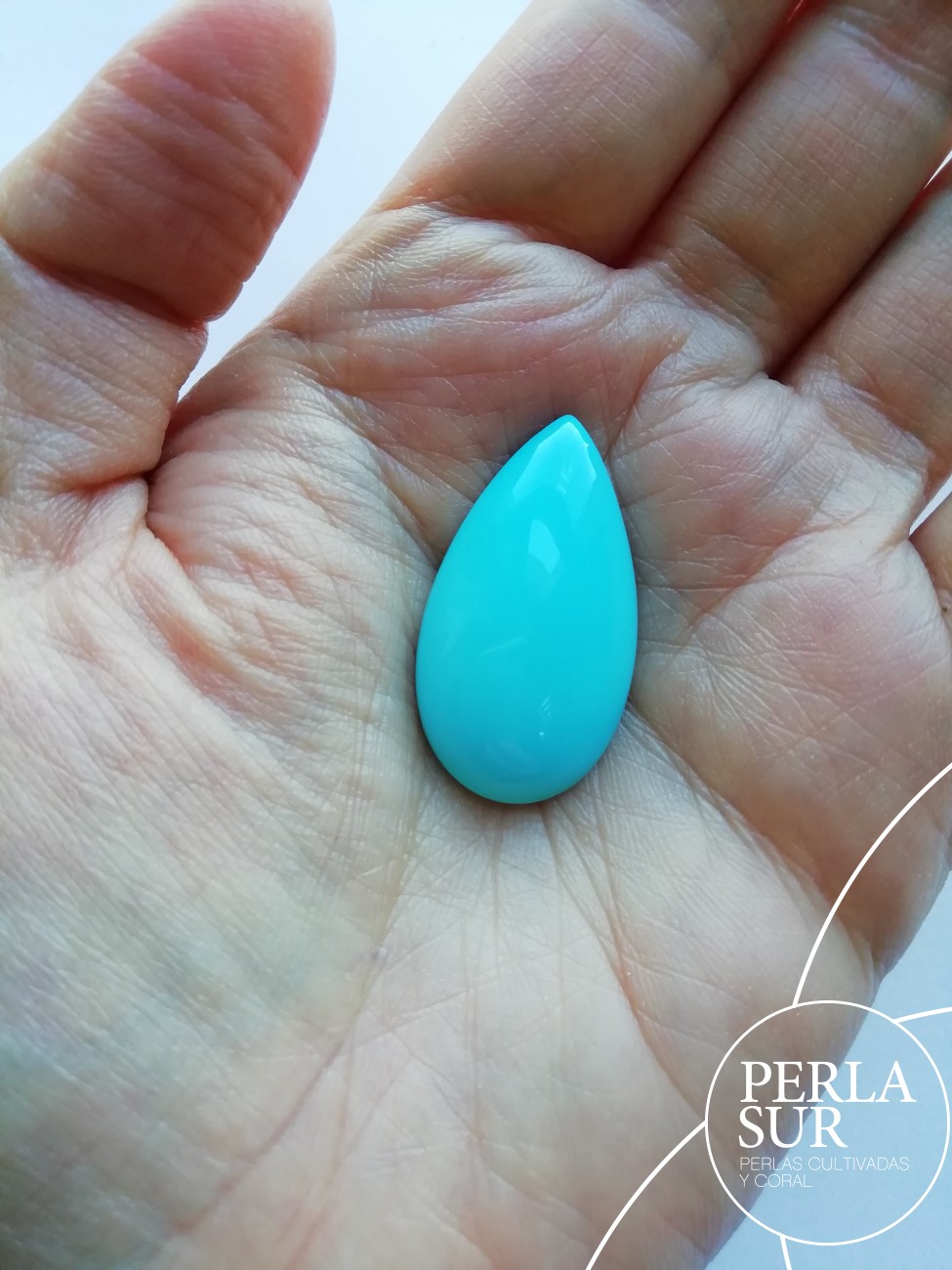 Cabujón lágrima 27x31x6mm turquesa natural
