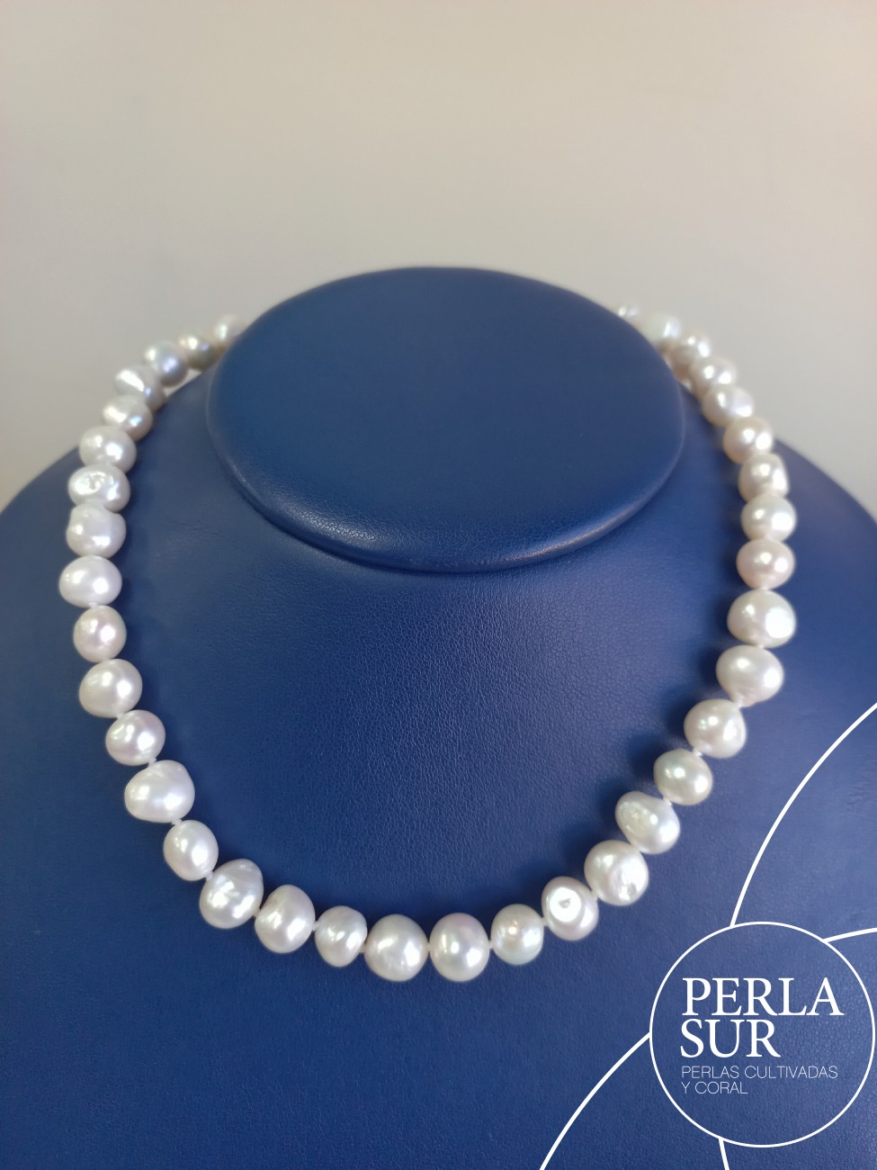 Collar 8 mm Perla Barroca y Reasa plata