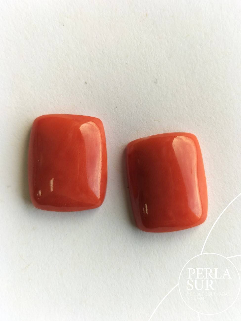 Par Cabujón 13x16mm antik coral japonés