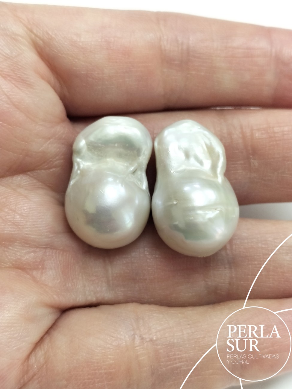 Pareja perla flameball 14x23mm pasada