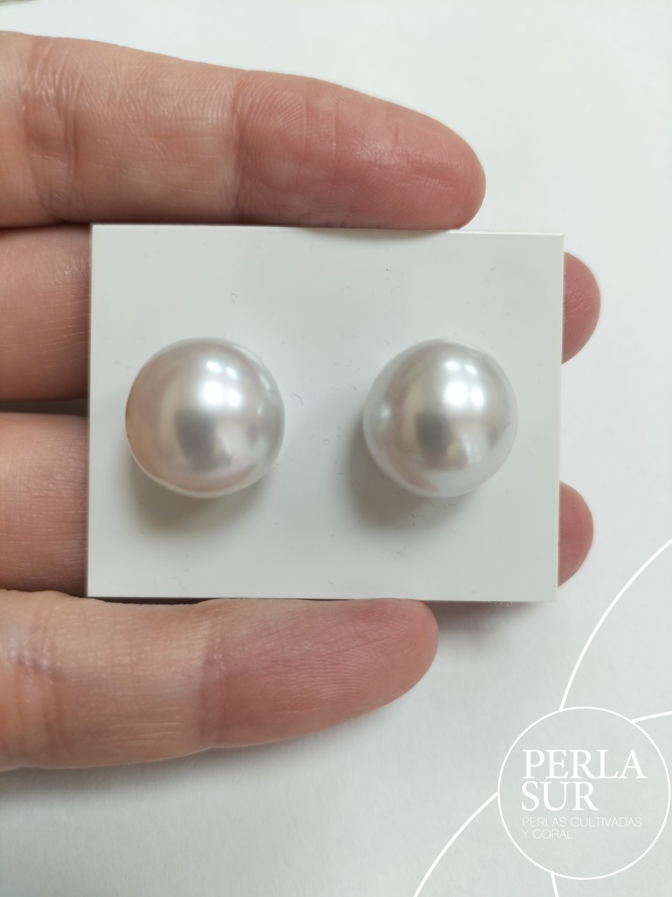 Pareja Perla 13x14mm Gris Australiana Oval
