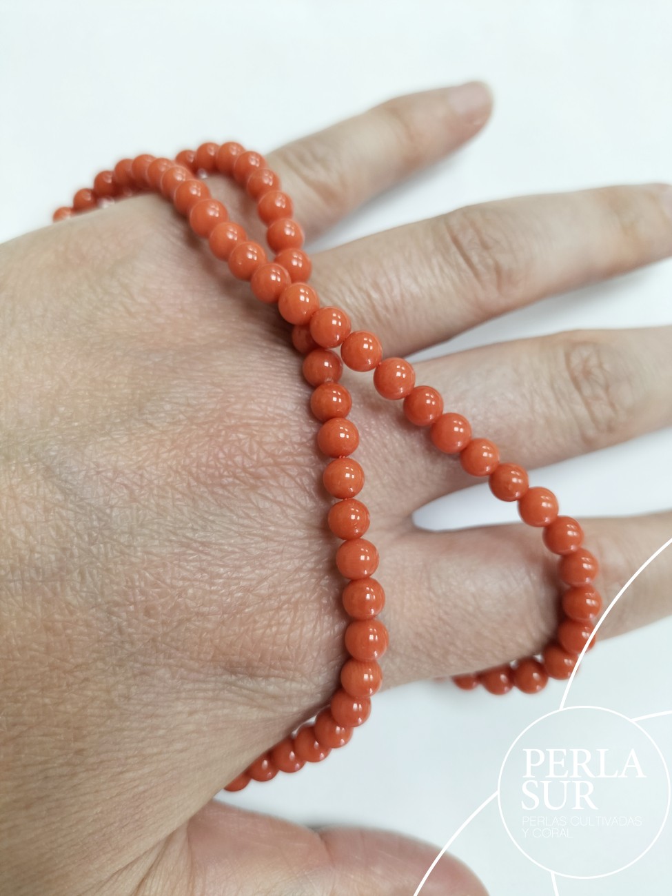 Hilo bola 5mm coral mediterráneo