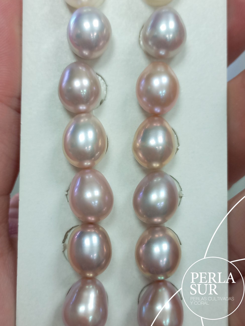 Pareja Perla 8'5-9x10mm Lila Oval 1/2T. Color Natural