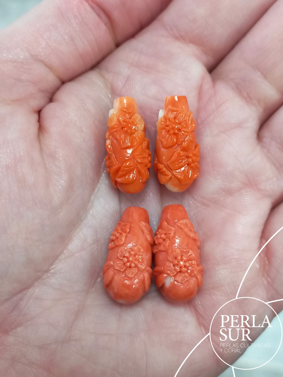 Par Perillas 20x10mm 1/2t flores coral japonés