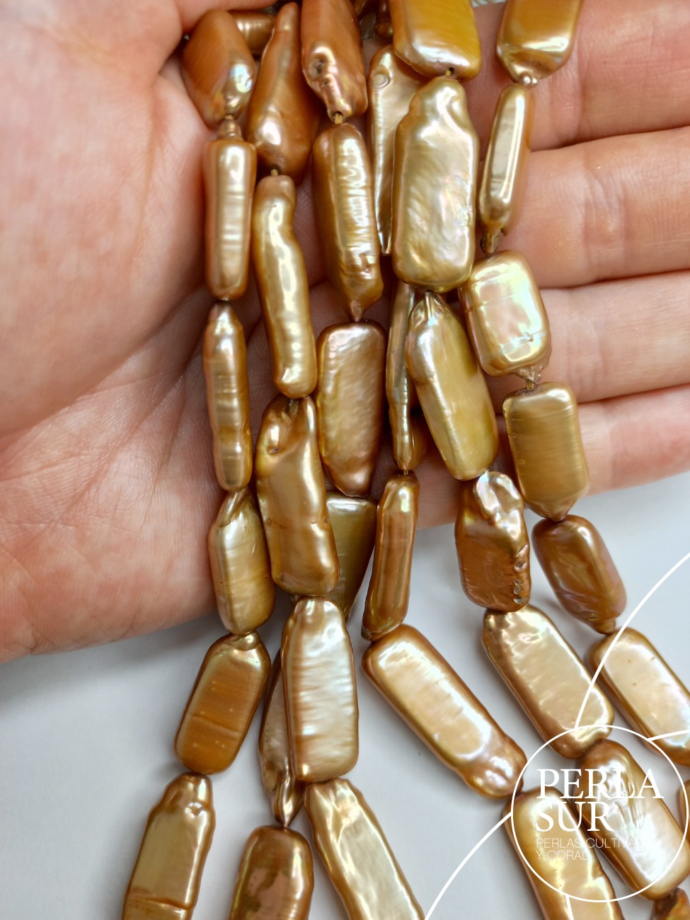 Hilo perla coin 20x10mm bronce