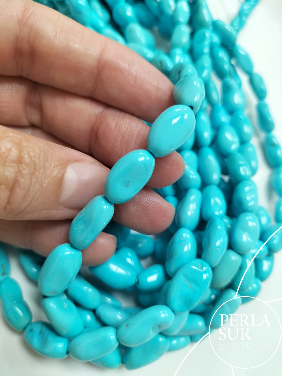 Hilo barroco 6x12mm turquesa natural 40cm
