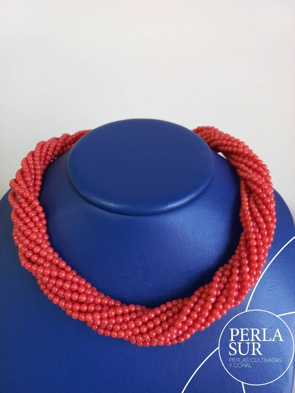 Hilo bola 3-3'5mm coral mediterráneo 50cm