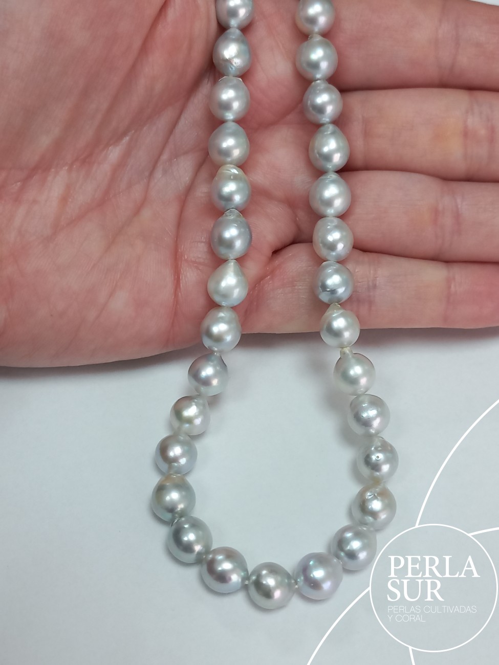 Hilo 7-7'5mm Semibarroco Perlas Cultivadas Akoya Gris