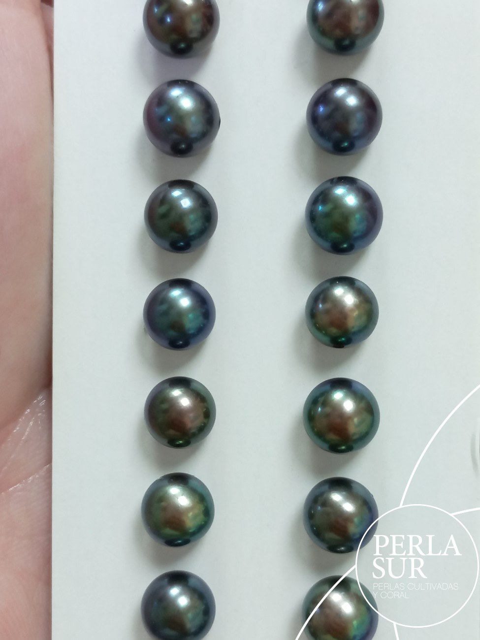 Pareja perla 1/2t 7-7'5mm verde peacock