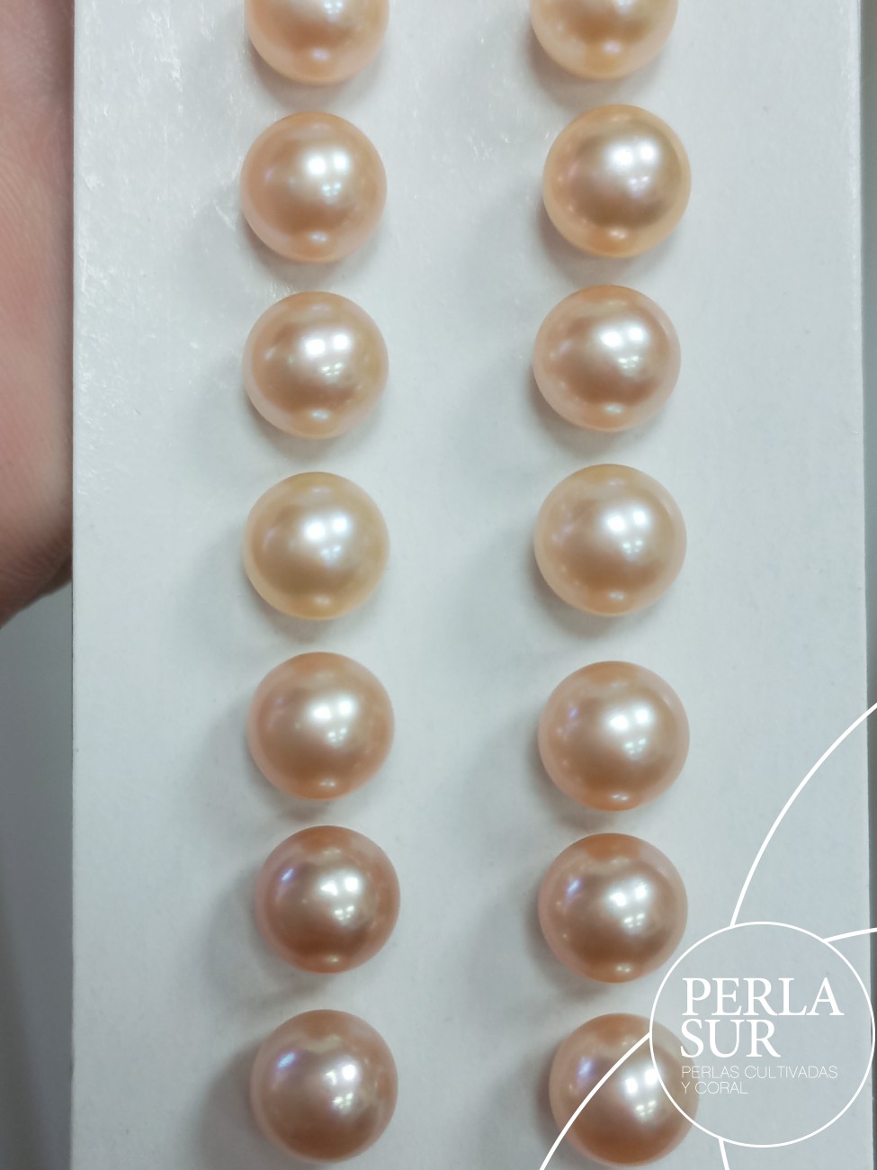 Pareja perla 1/2t 7'5-8mm Salmón (CN)