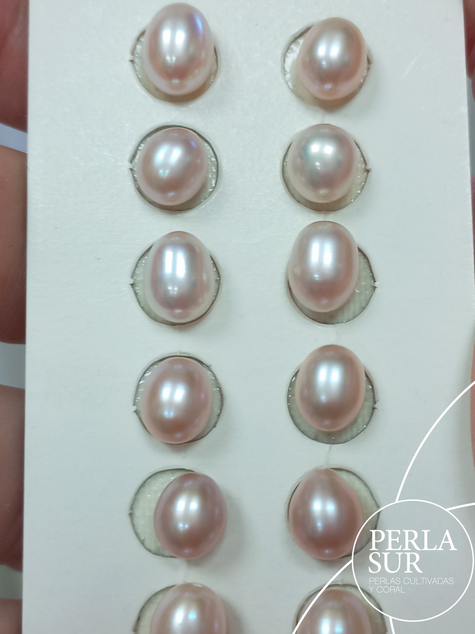 Pareja Perla 6-6'5mm Lila Oval 1/2T. Color Natural