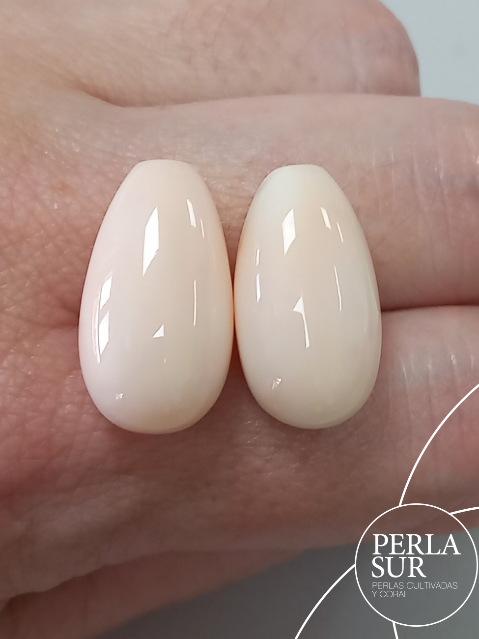 Pareja perillas 22x12mm 1/2t coral rosa