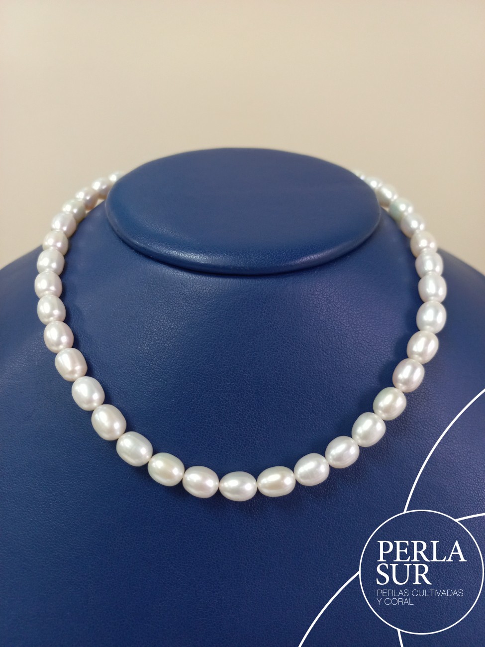 Hilo Perla Oval 7x9mm blanca 40cm