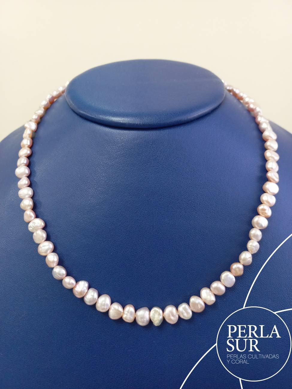 Collar semi-enfilado 6-7mm perla barroca color natural