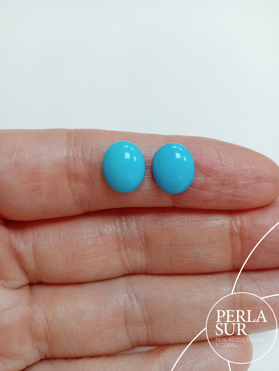 Pareja cabujón 8x10mm turquesa natural