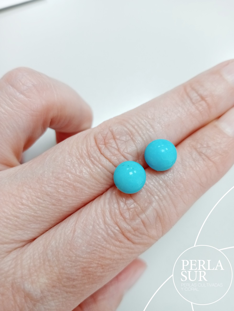 Pareja bola 1/2t 8mm turquesa natural