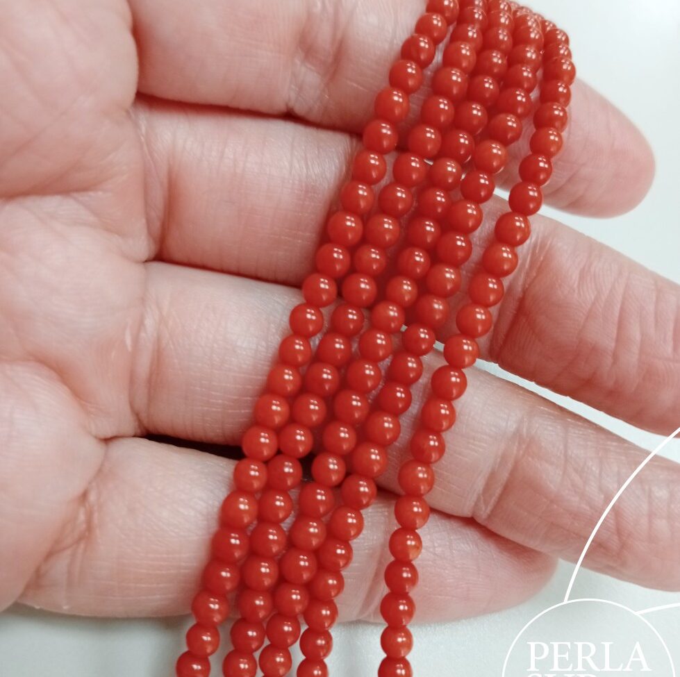 410125 - Hilo bola 3-3'5mm coral mediterráneo oscuro