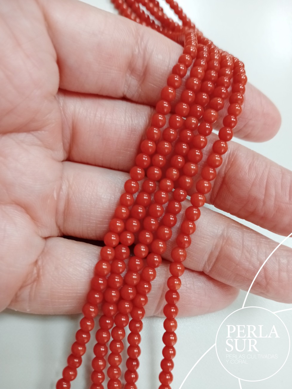 Hilo bola 3-3'5mm coral mediterráneo oscuro