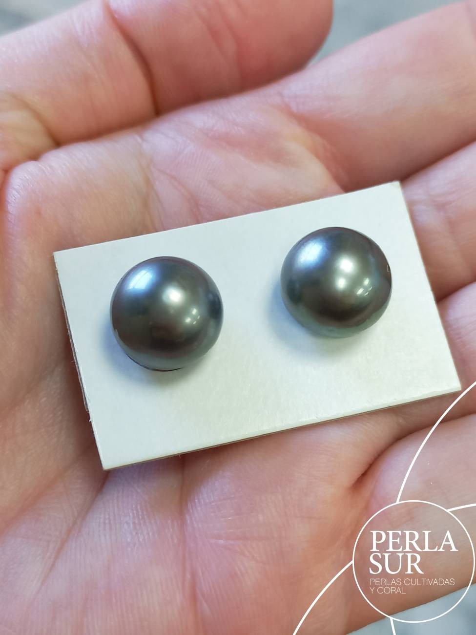 Pareja 12mm Redonda Perla de Tahití
