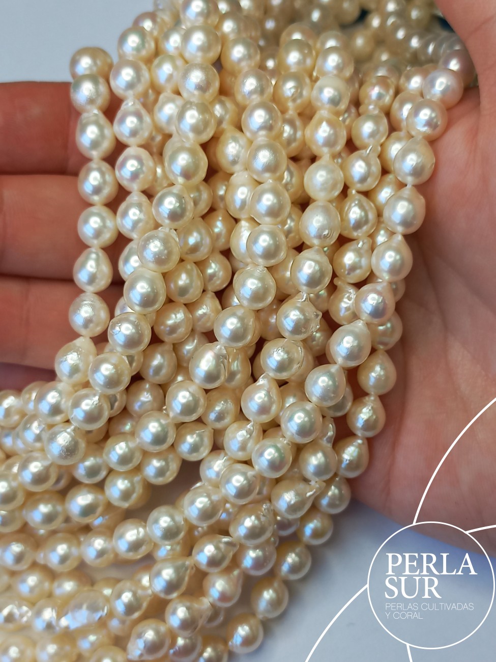 Hilo perla AKOYA 7'5-8mm barroco blanco